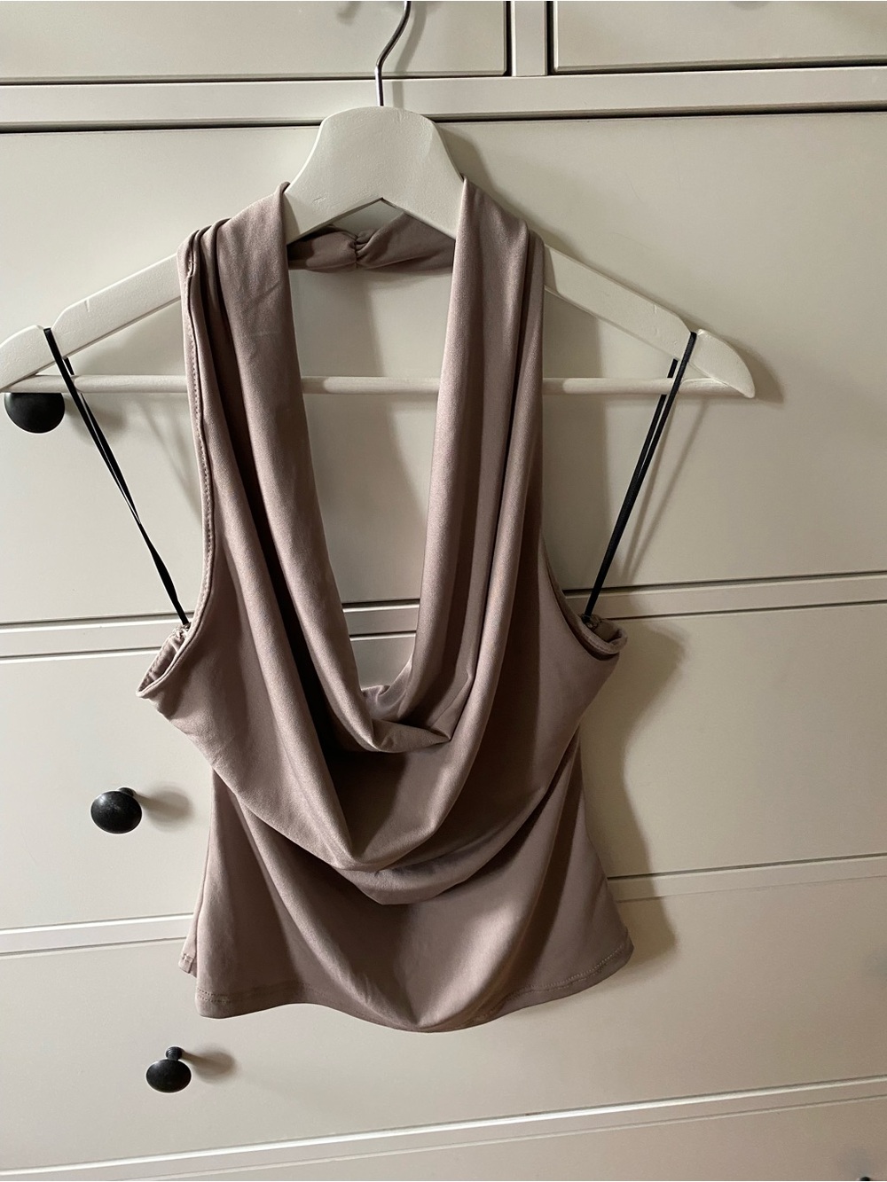 silence + noise Draped Cowl Neck Tank - Taupe